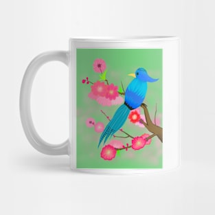 Peach Blossoms Paradise in Green Background Mug